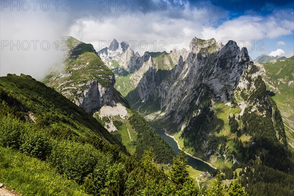 Steep mountains and clouds