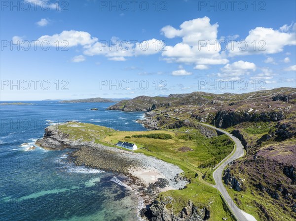 Aerial view of the single track road and scenic route B869