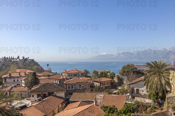 View over the houses of Antalya to the Mediterranean Sea