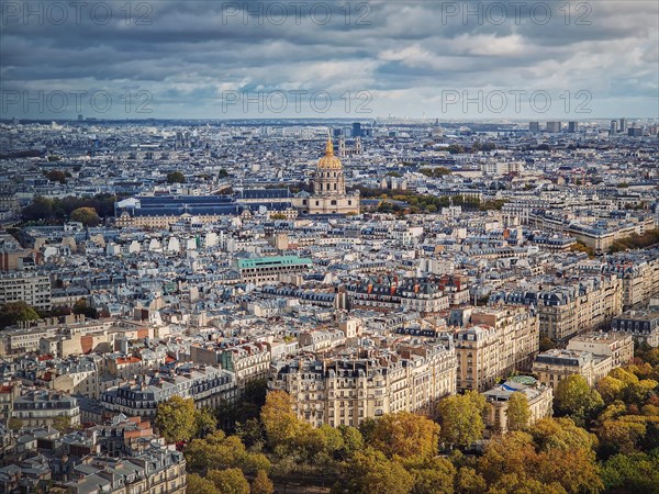 Aerial view of Paris cityscape