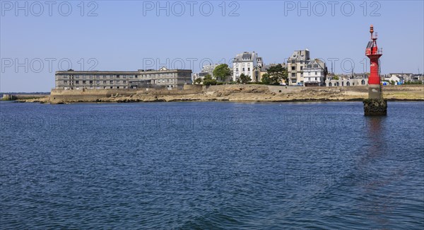 Harbour entrance with marine biology institute Station marine et Marinarium de Concarneau