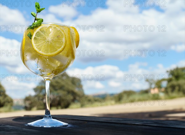 Glass with tonic water