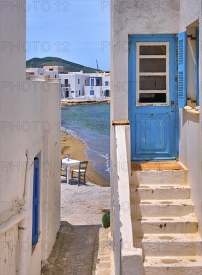 Narrow alleyway in traditional Greek town