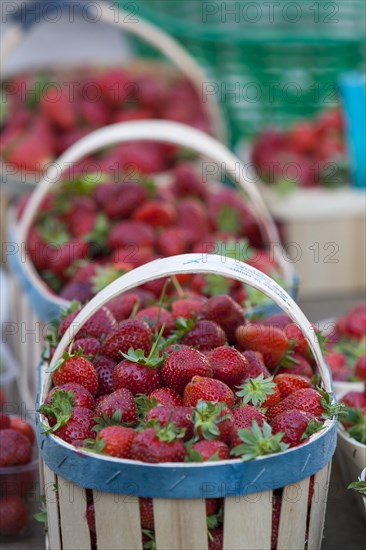 Market stall with fresh strawberries