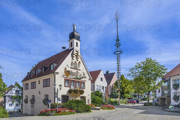 The town hall with maypole