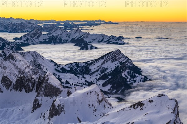 View from the Saentis to the mountains of Central Switzerland