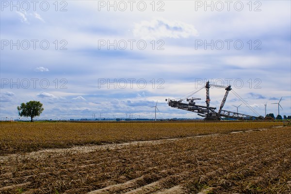 Large excavator on the edge of the Garzweiler opencast lignite mine