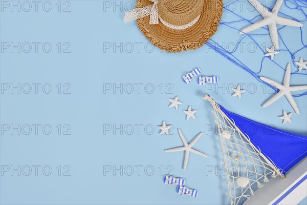 Summer banner with white starfish