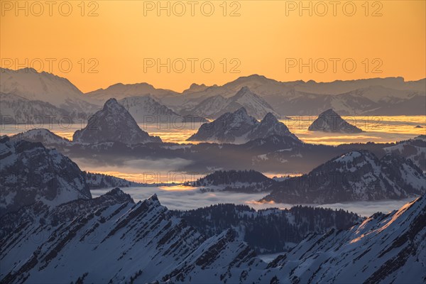 View from the Saentis to the mountains of Central Switzerland