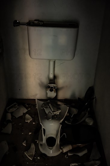 Abandoned Broken Toilet in House in Switzerland