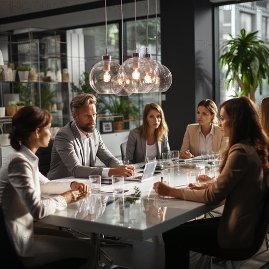 Dynamic young employees work together in a modern bright office