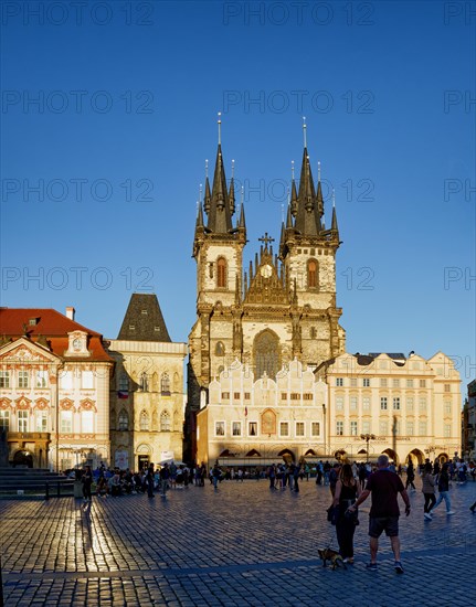 Jan Hus Monument and Teyn Church on Old Town Square