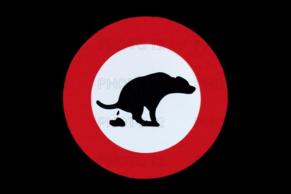 Dog Dung Latrine Warning Sign on Black Background in Switzerland