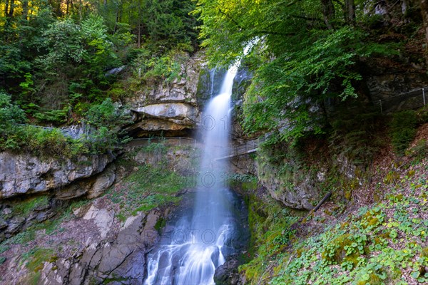 The Giessbach Waterfall in Long Exposure on the Mountain Side in Giessbach