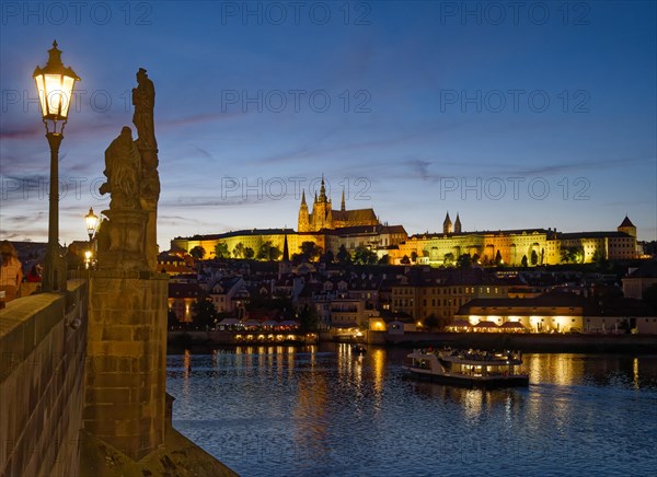 View from the Vltava River to Hradcany with Prague Castle