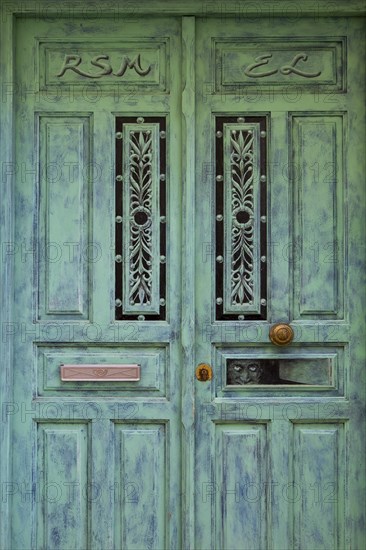 Old green front door