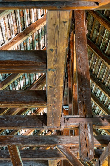 Inside of Beautiful Obere Schleuse Bridge in City of Thun in a Sunny Summer Day in Thun