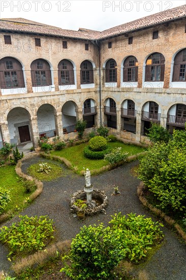 Patio seen from above of the Santa Clara Monastery in the town of Azkoitia next to the Urola river. Founded by Don Pedro de Zuazola