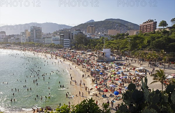 Ipanema beach with the mountains in the background