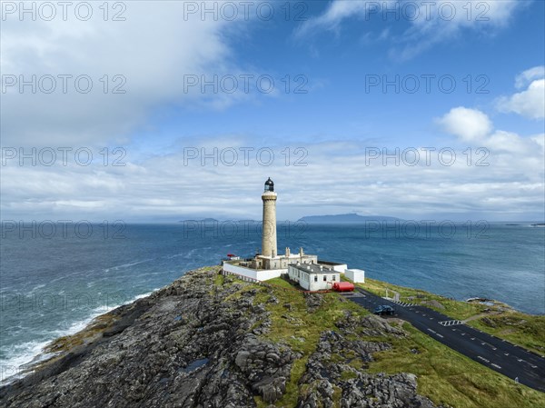 Aerial view of Ardnamurchan Point with the 35 metre high lighthouse