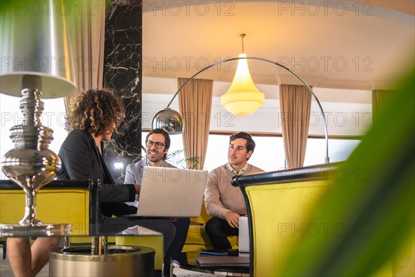 Horizontal photo with copy space of a business meeting in an hotel