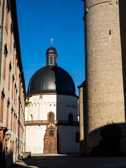 Inner courtyard of Marienberg Fortress with St. Mary's Church