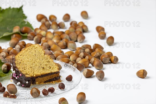 Piece of cake on glass plate