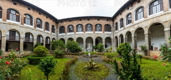 Panoramic of the Patio of the Santa Clara Monastery in the town of Azkoitia next to the Urola river. Founded by Don Pedro de Zuazola