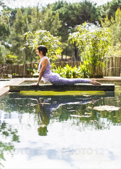 Woman practicing yoga