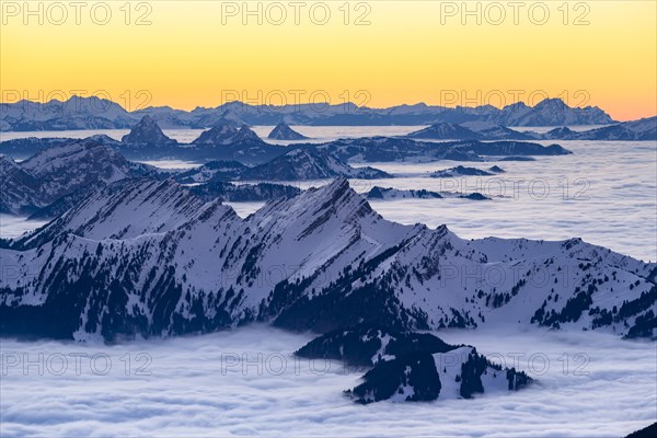 View from the Saentis to the mountains of Central Switzerland