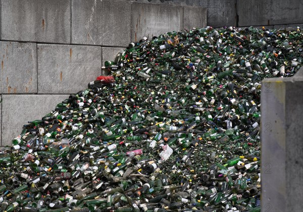 Green glass for recycling at a glass square