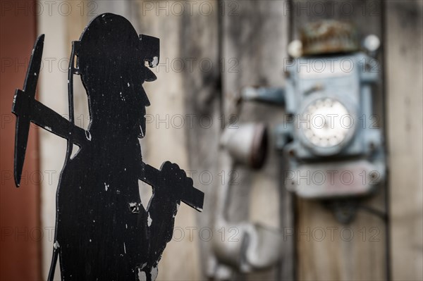 Old wall telephone from Russian miners' settlement Barentsburg