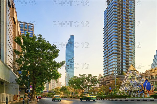 Beautiful evening street in Bangkok