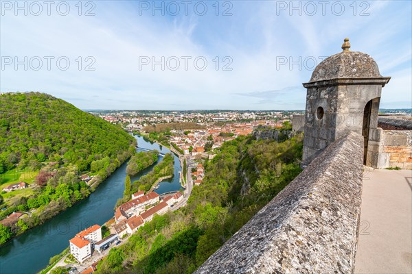 View of the Doubs River and the town of Besancon from the World Heritage Site of Besancon Citadel