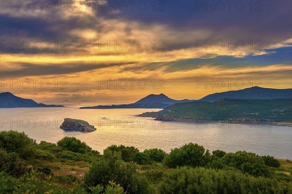 Sunset on Mediterranean sea coast