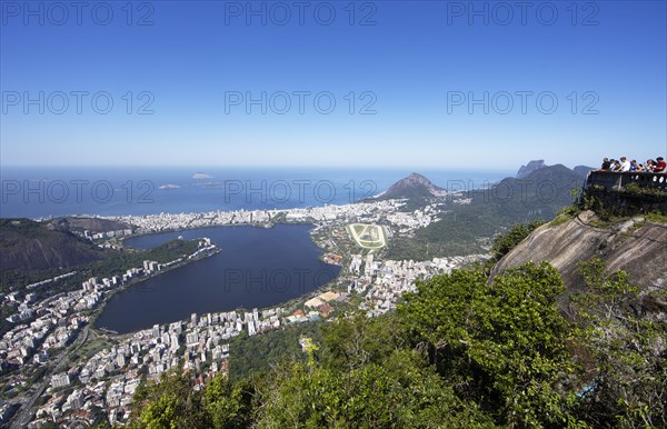 View from Corcovado to the lagoon Lagoa Rodrigo de Freitas and Ipanema