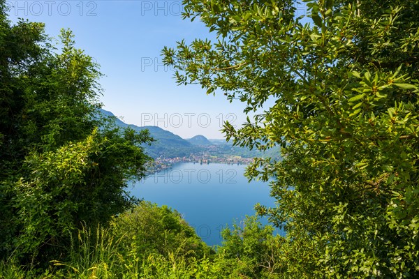 Mountain View From Morcote in Switzerland to Italy in Porto Ceresio and Lake Lugano in Morcote