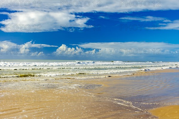 Deserted tropical beach on a sunny day in Serra Grande on the south coast of the state of Bahia