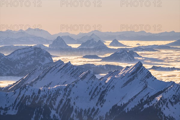 View from the Saentis to the mountains of Central Switzerland