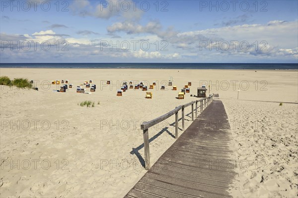 Beach with beach chairs and the North Sea in the distance