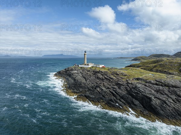 Aerial view of Ardnamurchan Point with the 35 metre high lighthouse