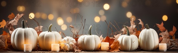 Row of white pumpkins