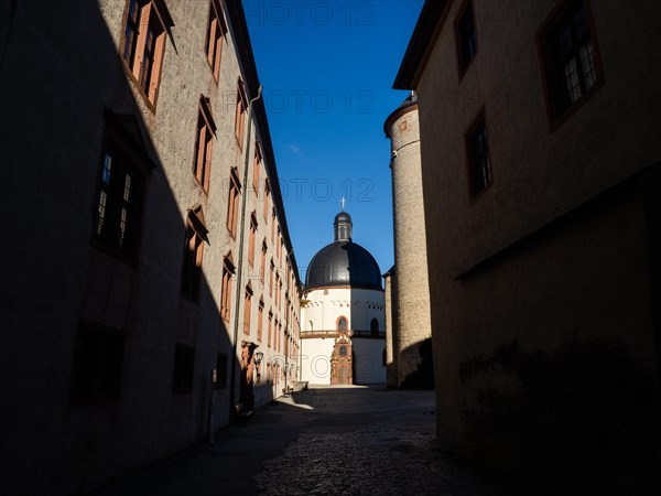 Inner courtyard of Marienberg Fortress with St. Mary's Church