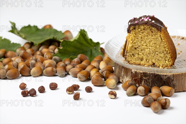 Piece of cake on glass plate
