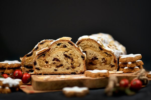 Slices of German Stollen cake