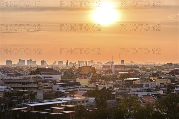 Beautiful cityscape of Bangkok city center in low sun