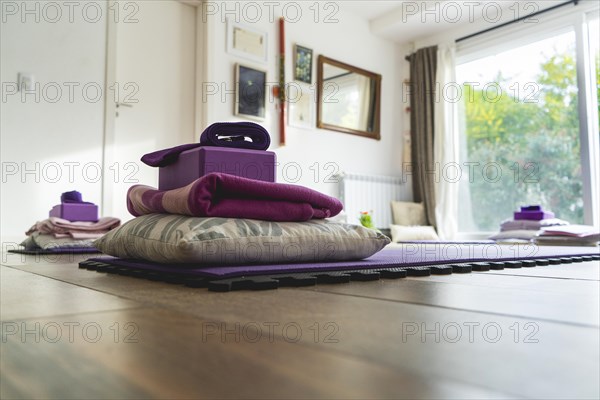 Low angle shot of a yoga studio. Copy space