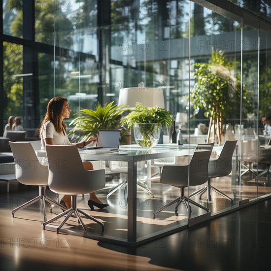 Dynamic young employees work together in a modern bright office