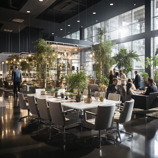 Dynamic young employees work together in a modern bright office