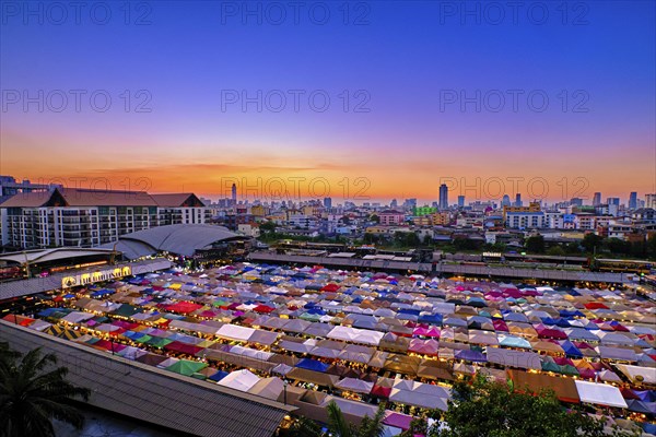 Beautiful sunset over skyline of Bangkok